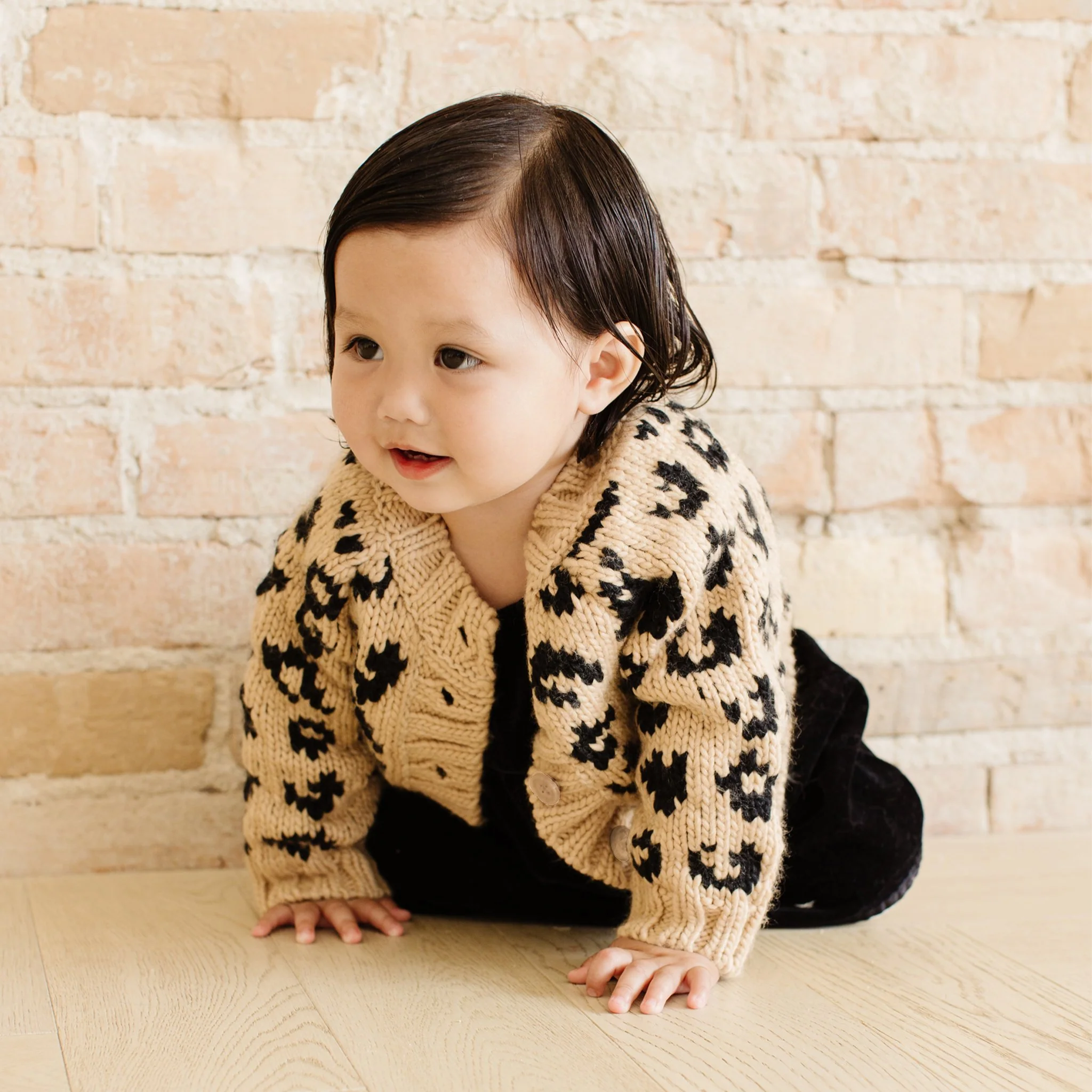 Cheetah Cardigan, Latte/Black - Image 3