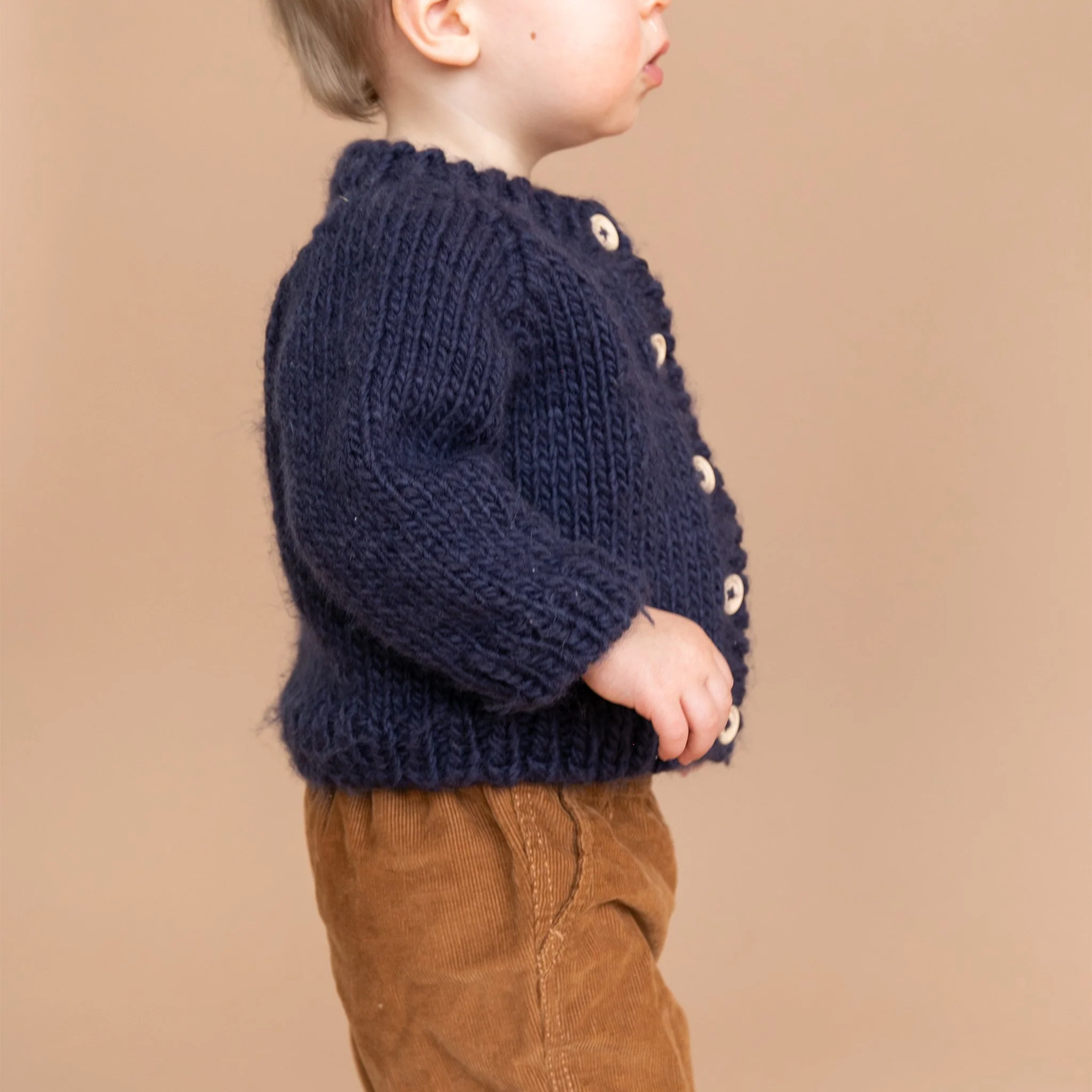 Classic Cardigan, Navy - Image 3