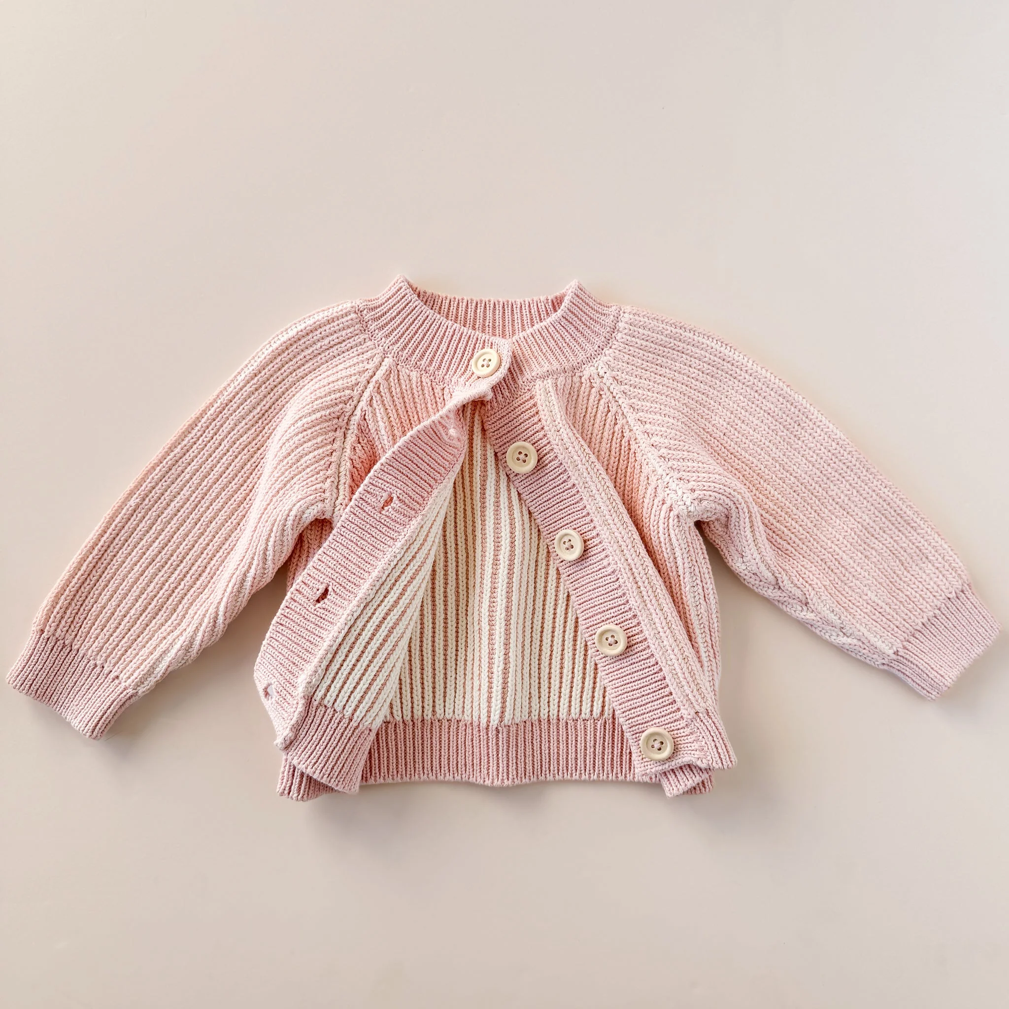 Cotton Brioche Cardigan, Blush - Image 4