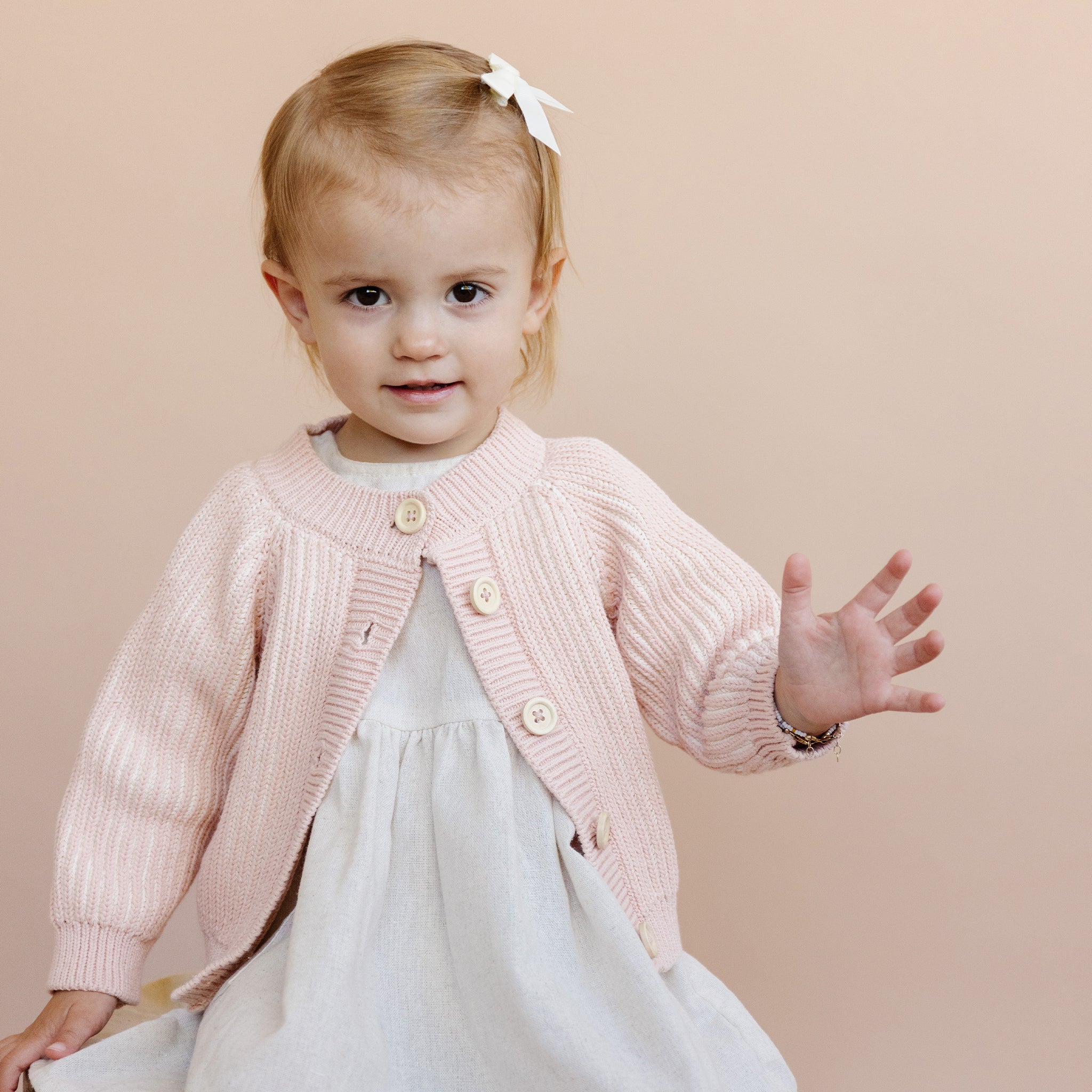 Cotton Brioche Cardigan, Blush - Image 6