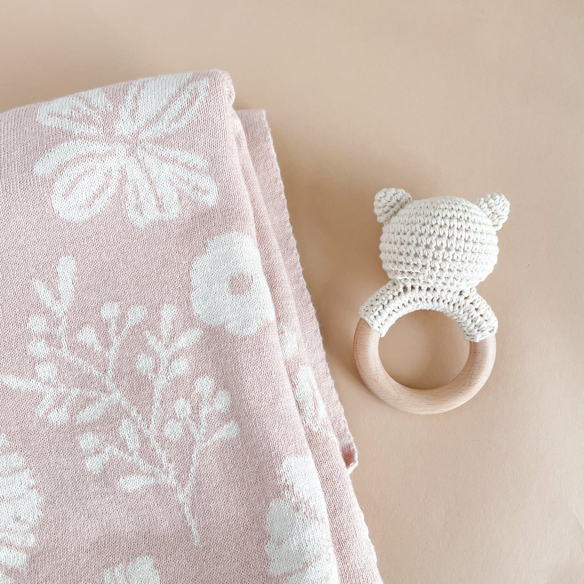 Cotton Crochet Bear Rattle Teether, Cream - Image 6