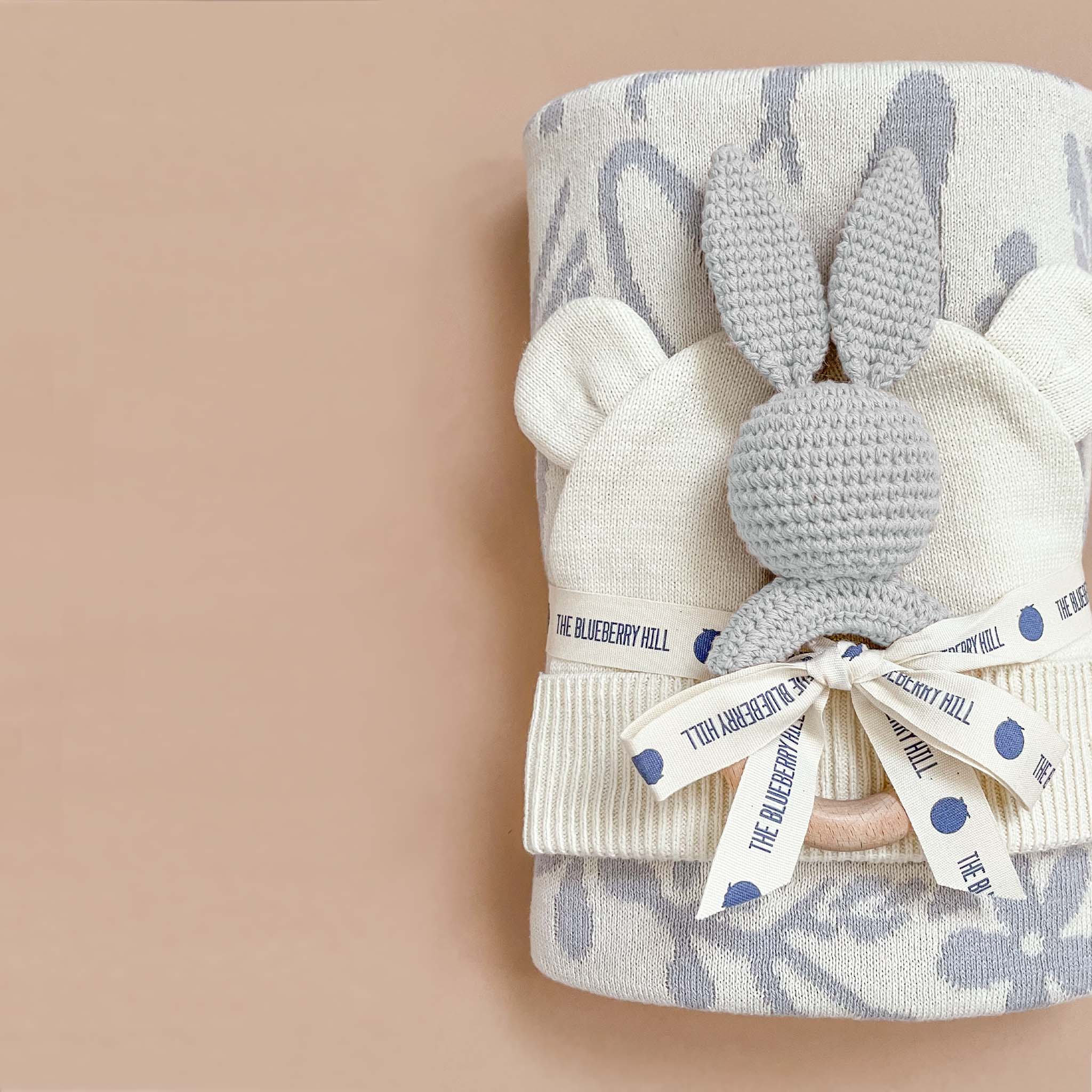 Cotton Crochet Rattle Teether Bunny, Grey - Image 3