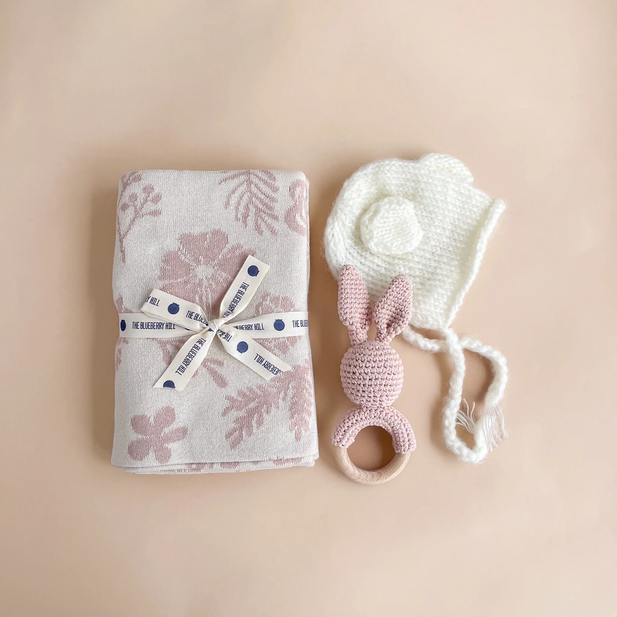 Cotton Crochet Rattle Teether Bunny, Blush - Image 4