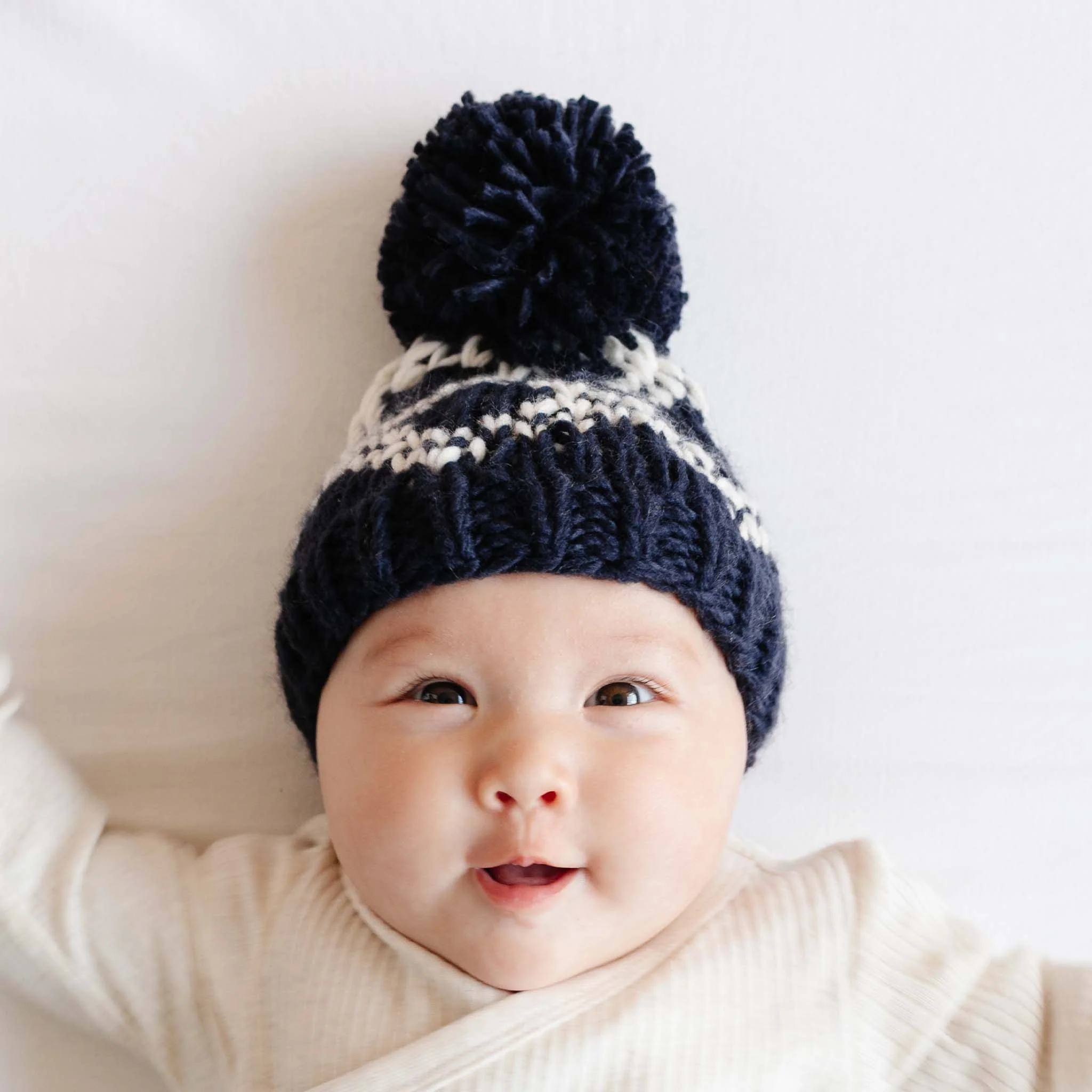 Diamond Faire Isle Hat, Navy - Image 3