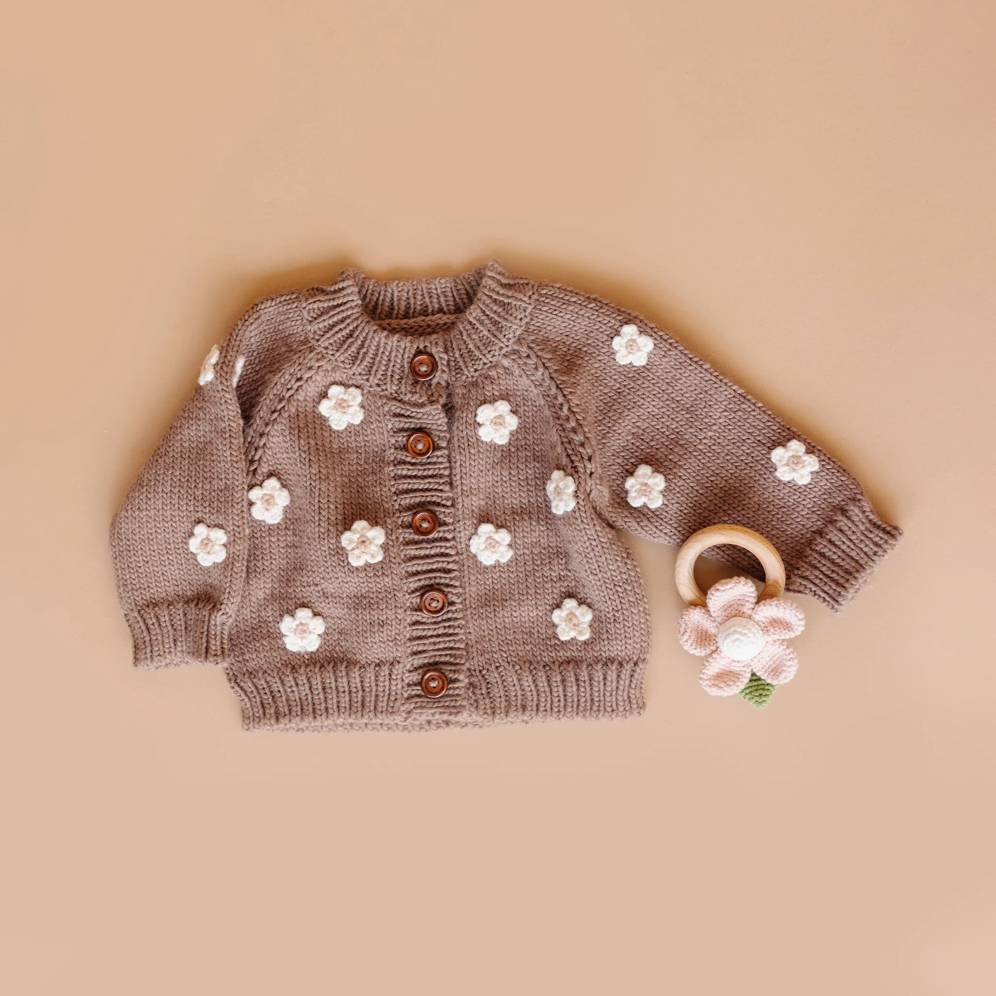 Flower Cardigan, Tan - Image 3