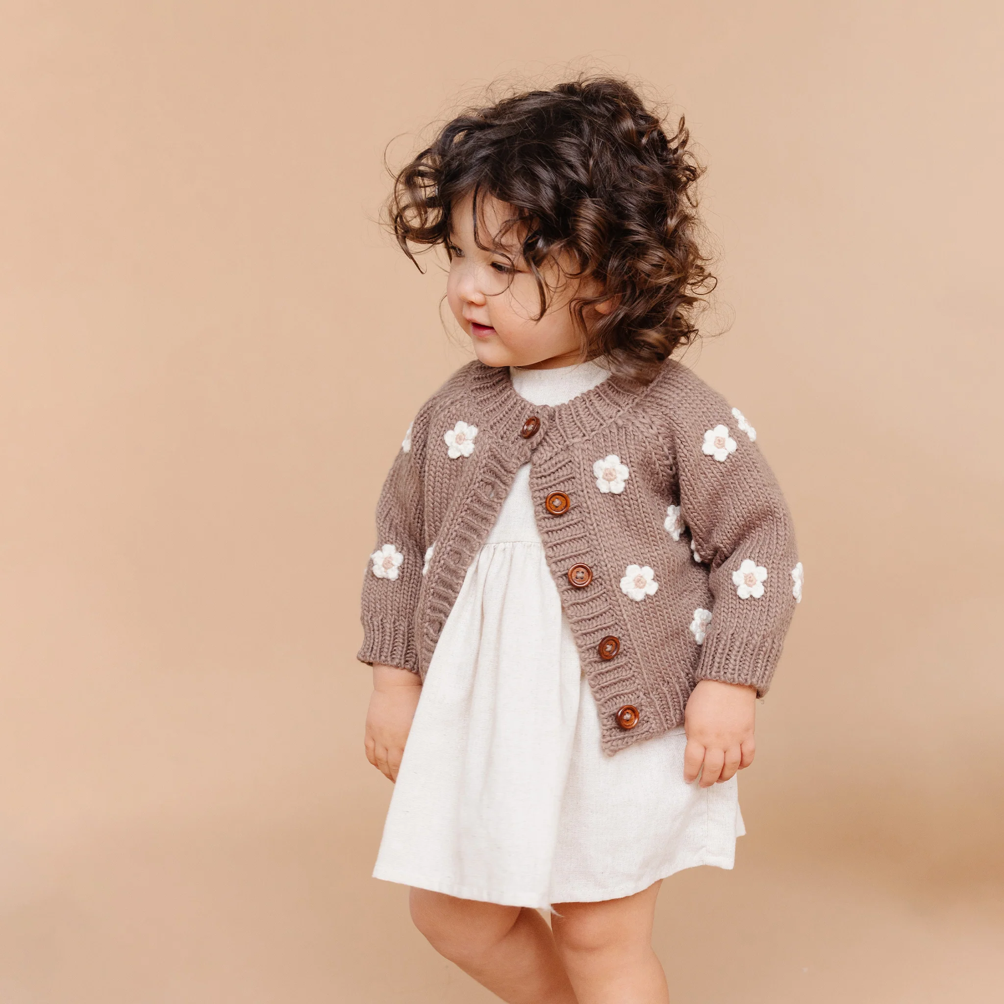 Flower Cardigan, Tan - Image 5