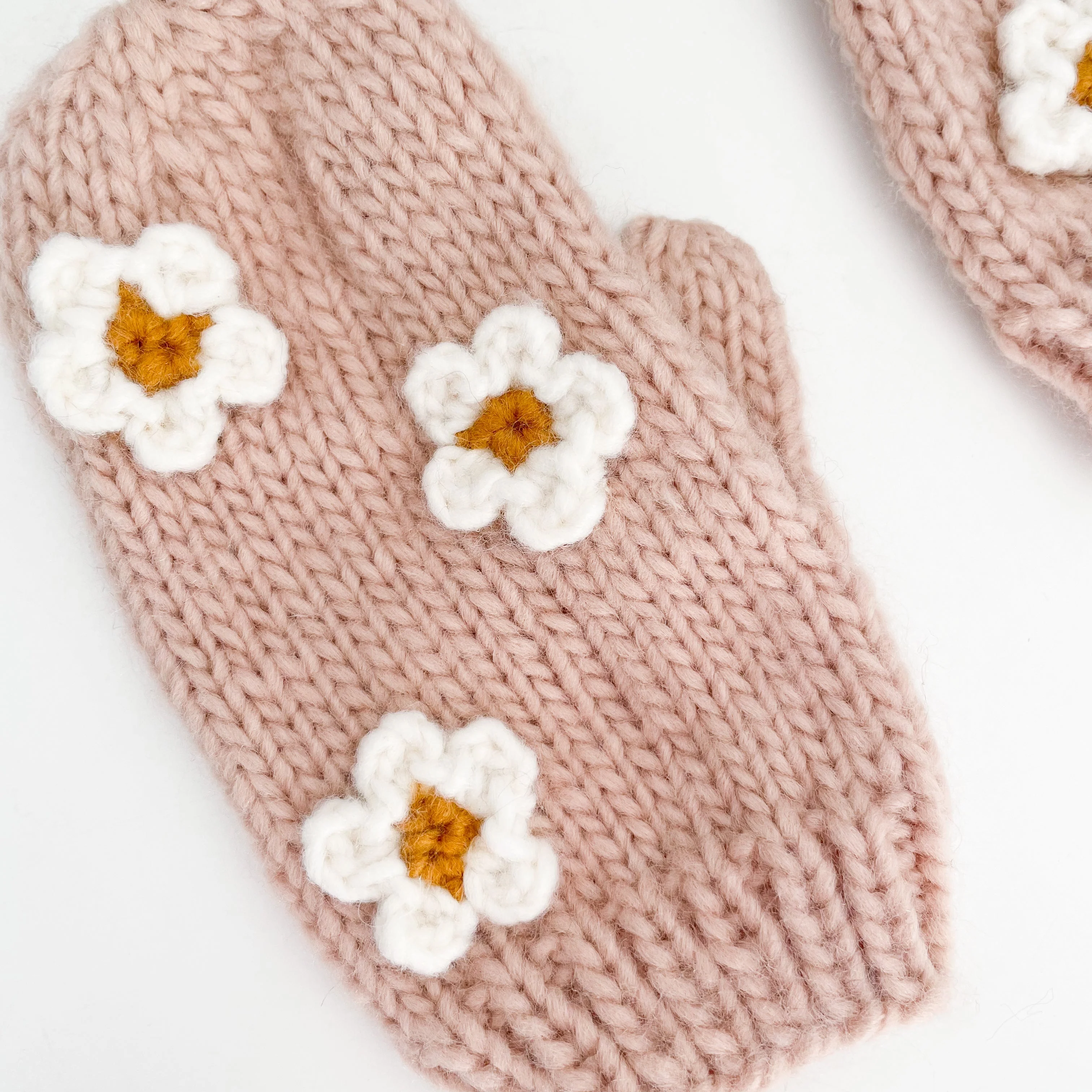 Flower Mittens, Blush - Image 3