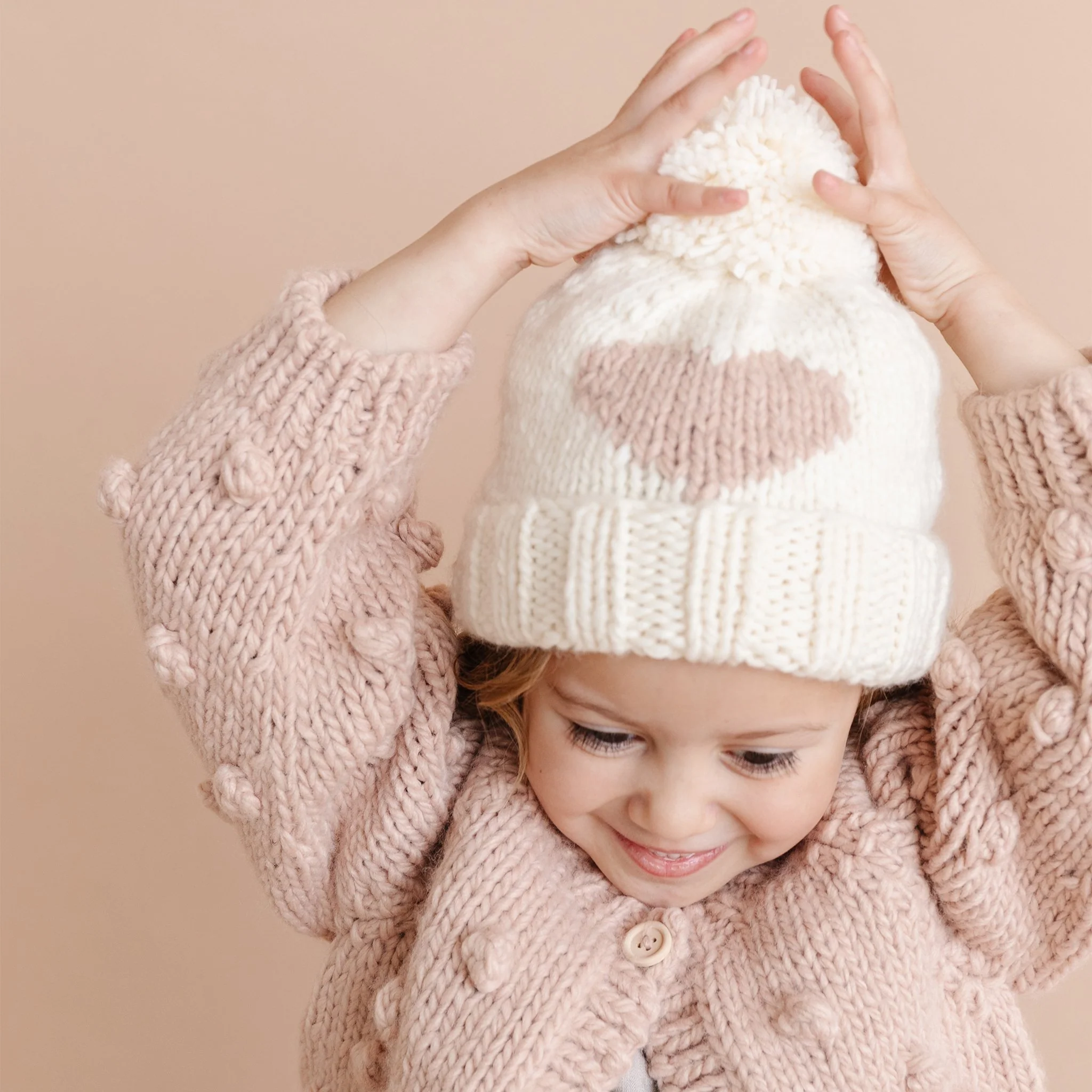 Heart Knit Hat, Blush - Image 3