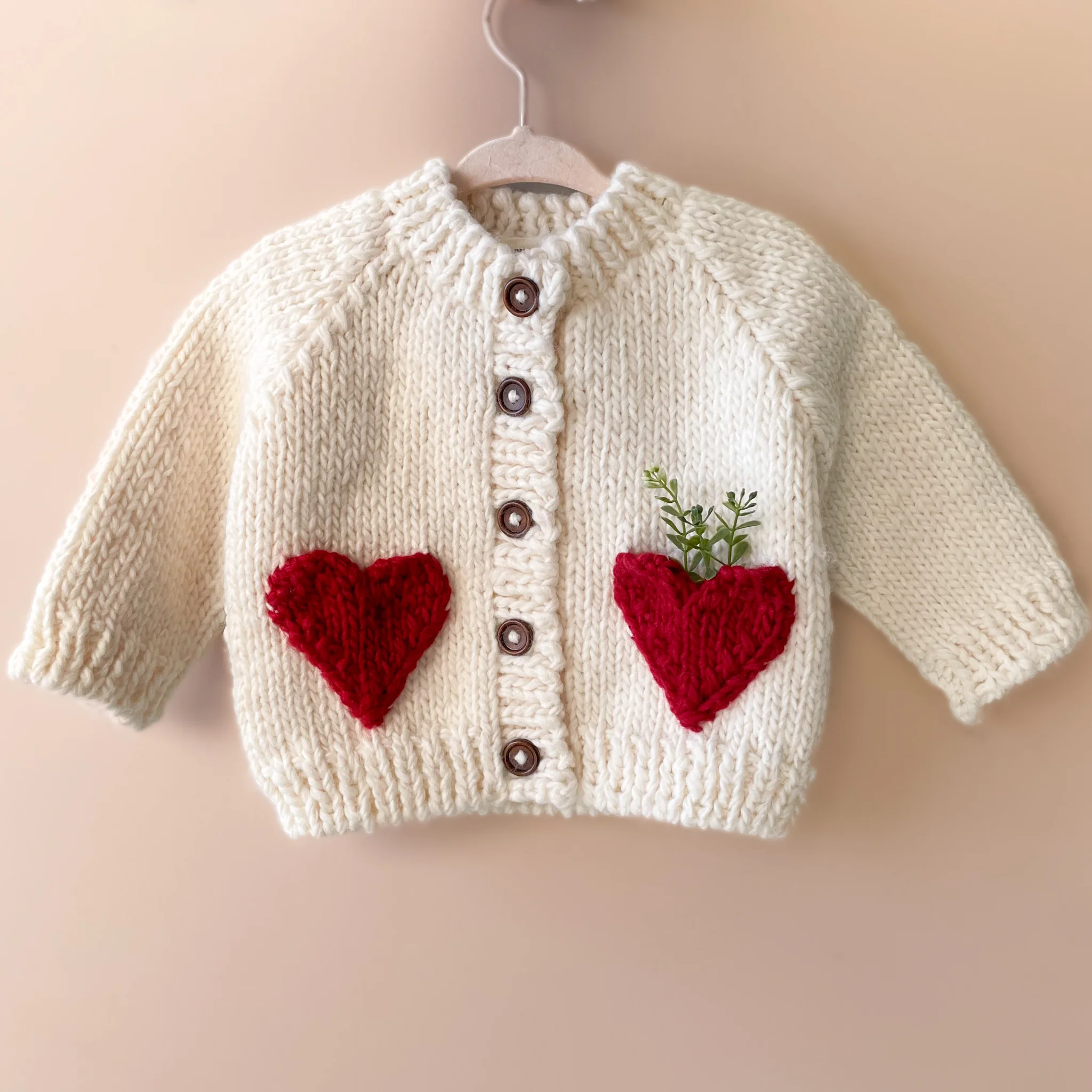 Heart Cardigan, Red - Image 3