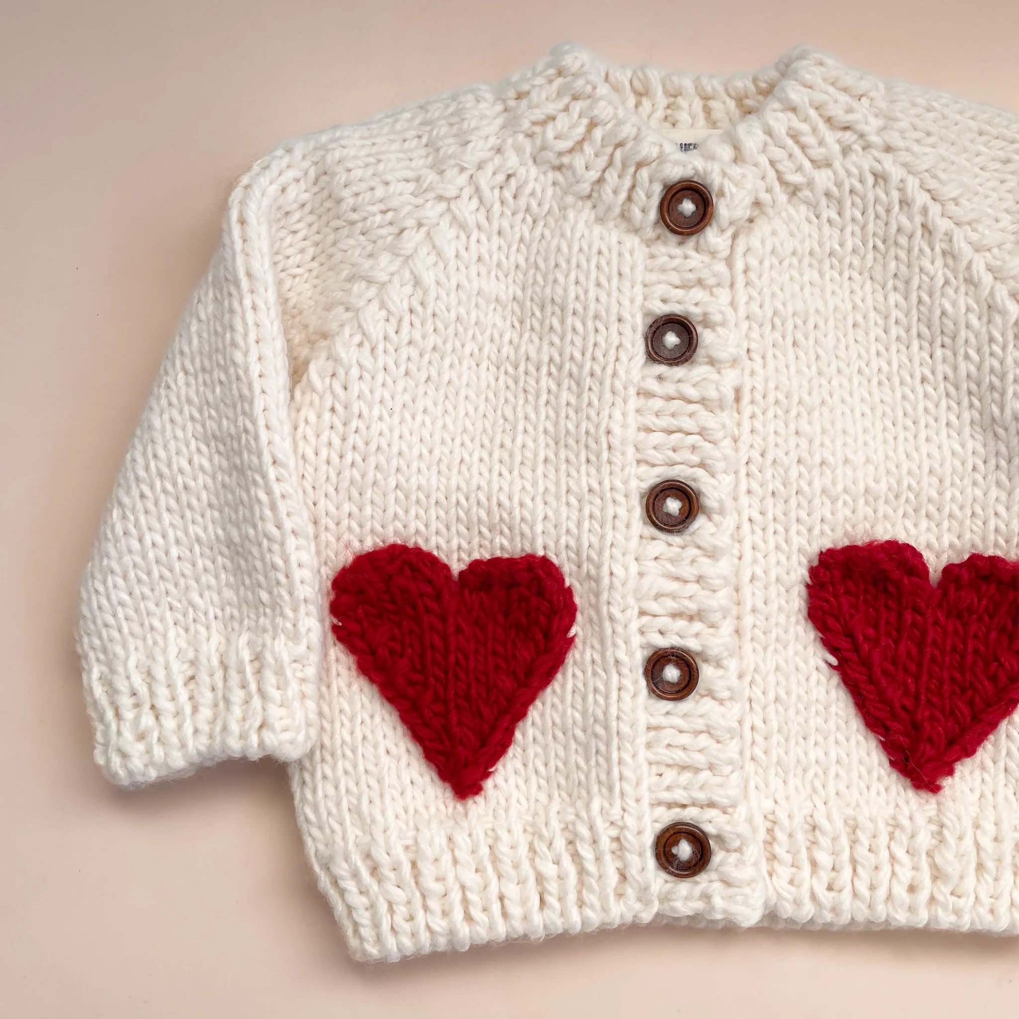 Heart Cardigan, Red - Image 4