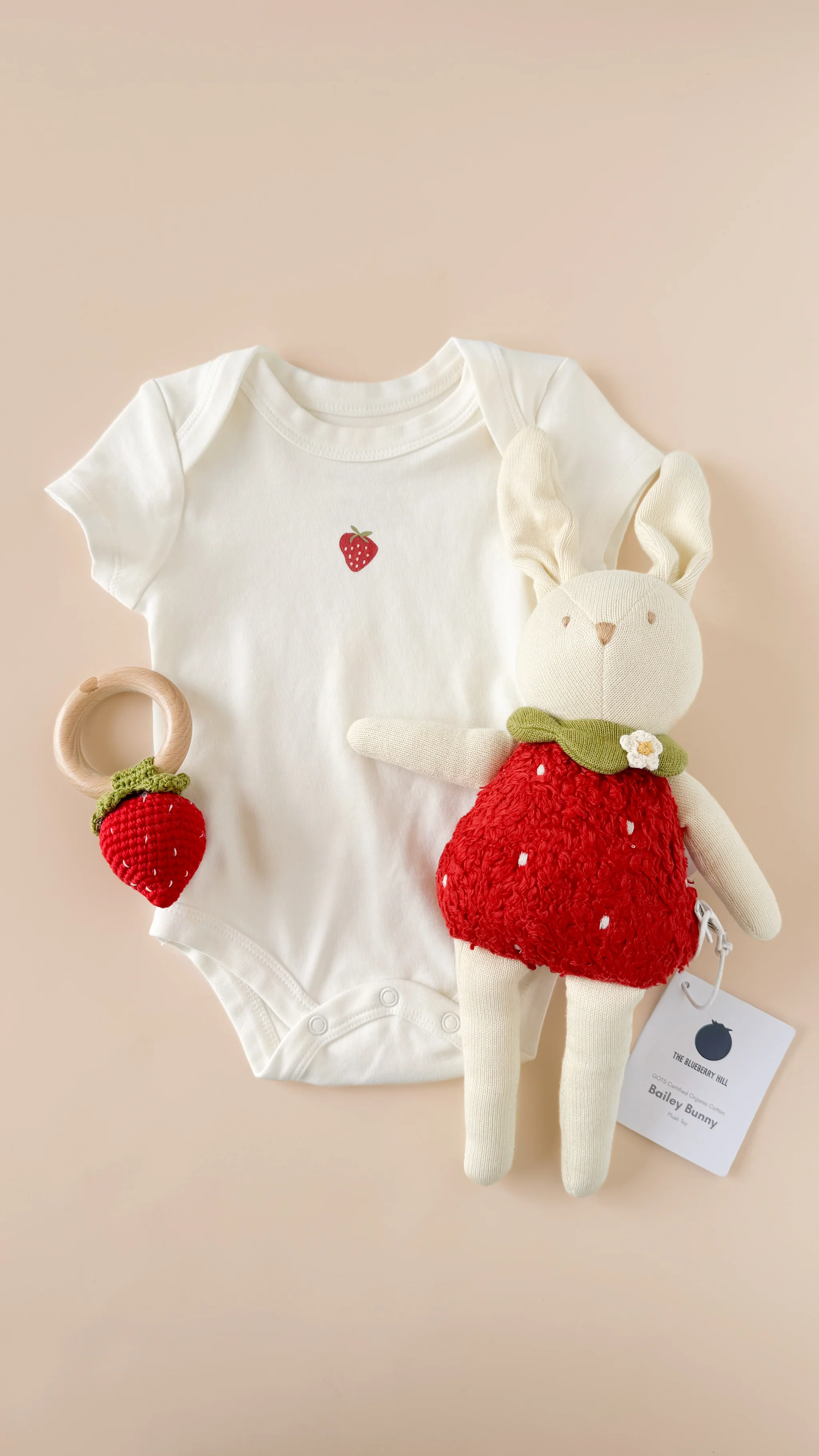 Cotton Crochet Rattle Teether Strawberry, Red - Image 9