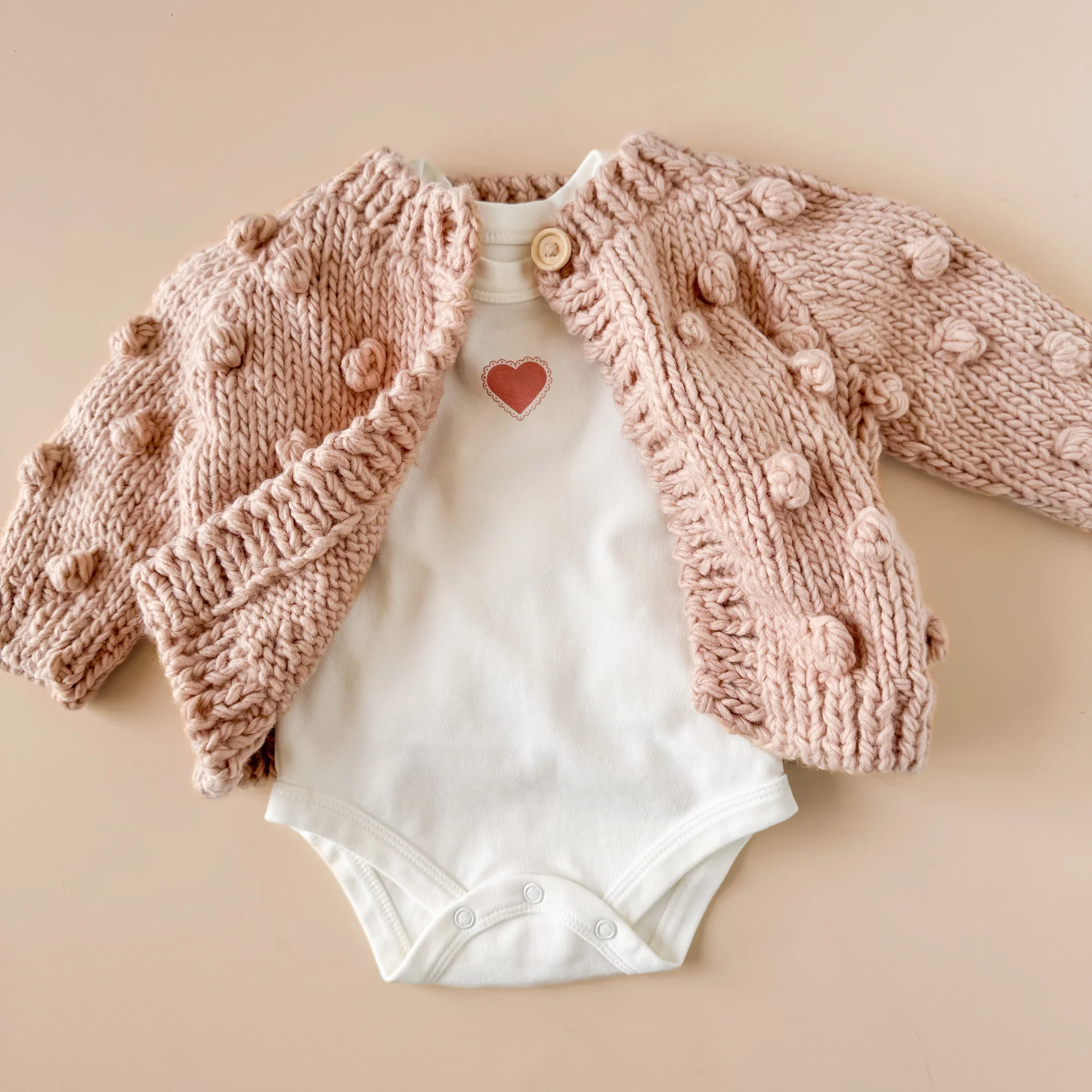 Popcorn Cardigan, Blush - Image 3