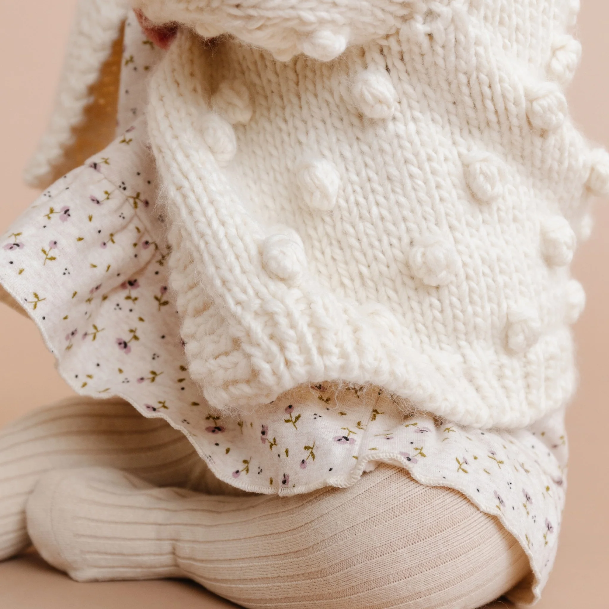 Popcorn Cardigan, Cream - Image 3